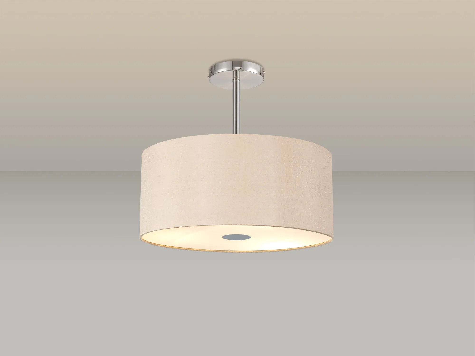 Baymont 40cm Semi Flush 5 Light Polished Chrome, Antique Gold/Ruby, Frosted Diffuser DK0458  Deco Baymont CH AG